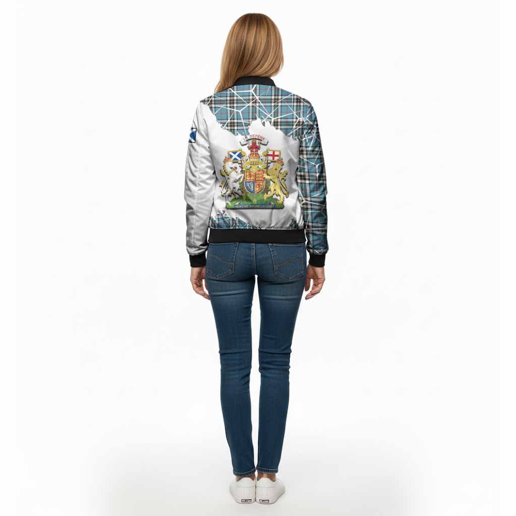 Thompson (Thomson) Tartan Bomber Jacket with Family Crest and Lion Rampant Grunge Style