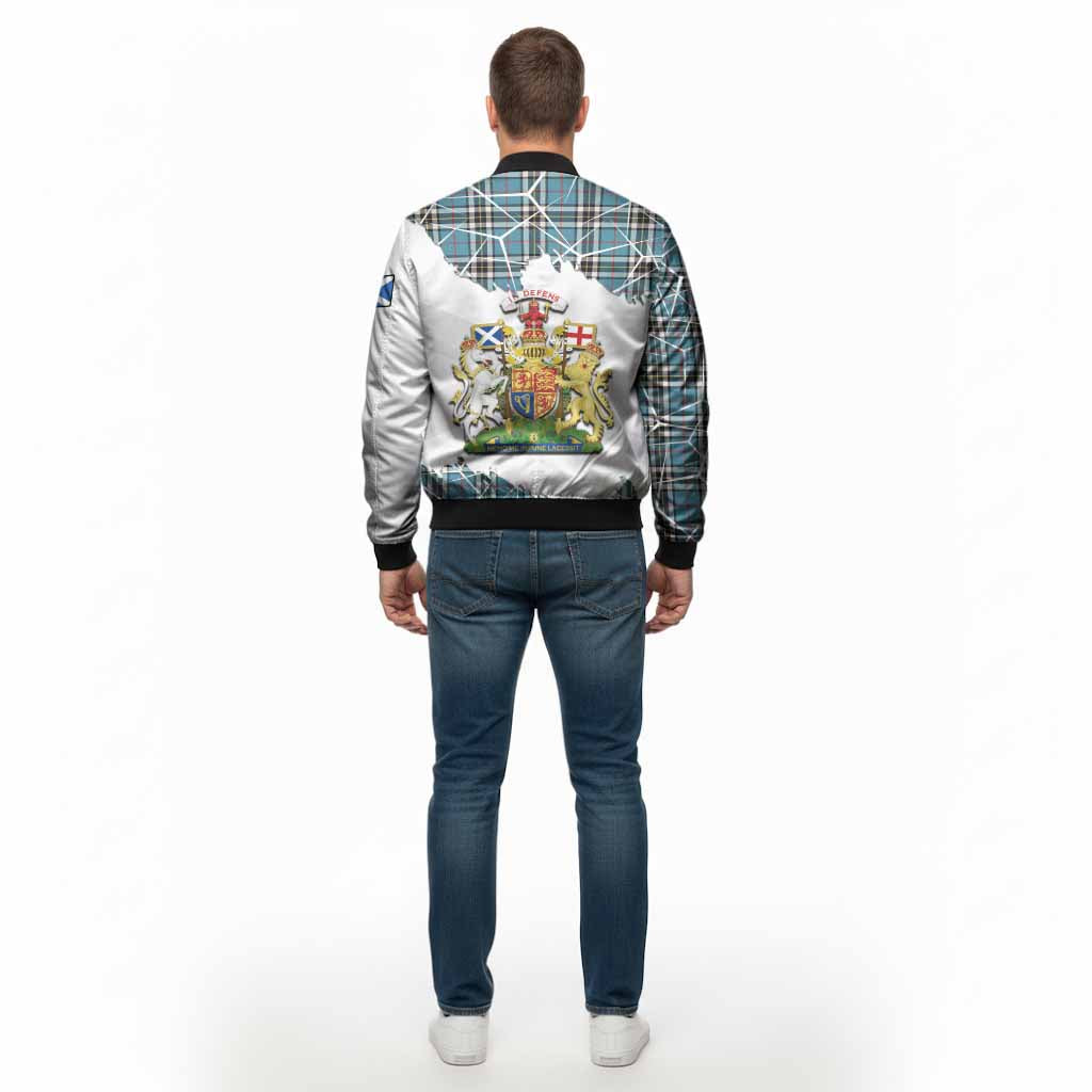 Thompson (Thomson) Tartan Bomber Jacket with Family Crest and Lion Rampant Grunge Style