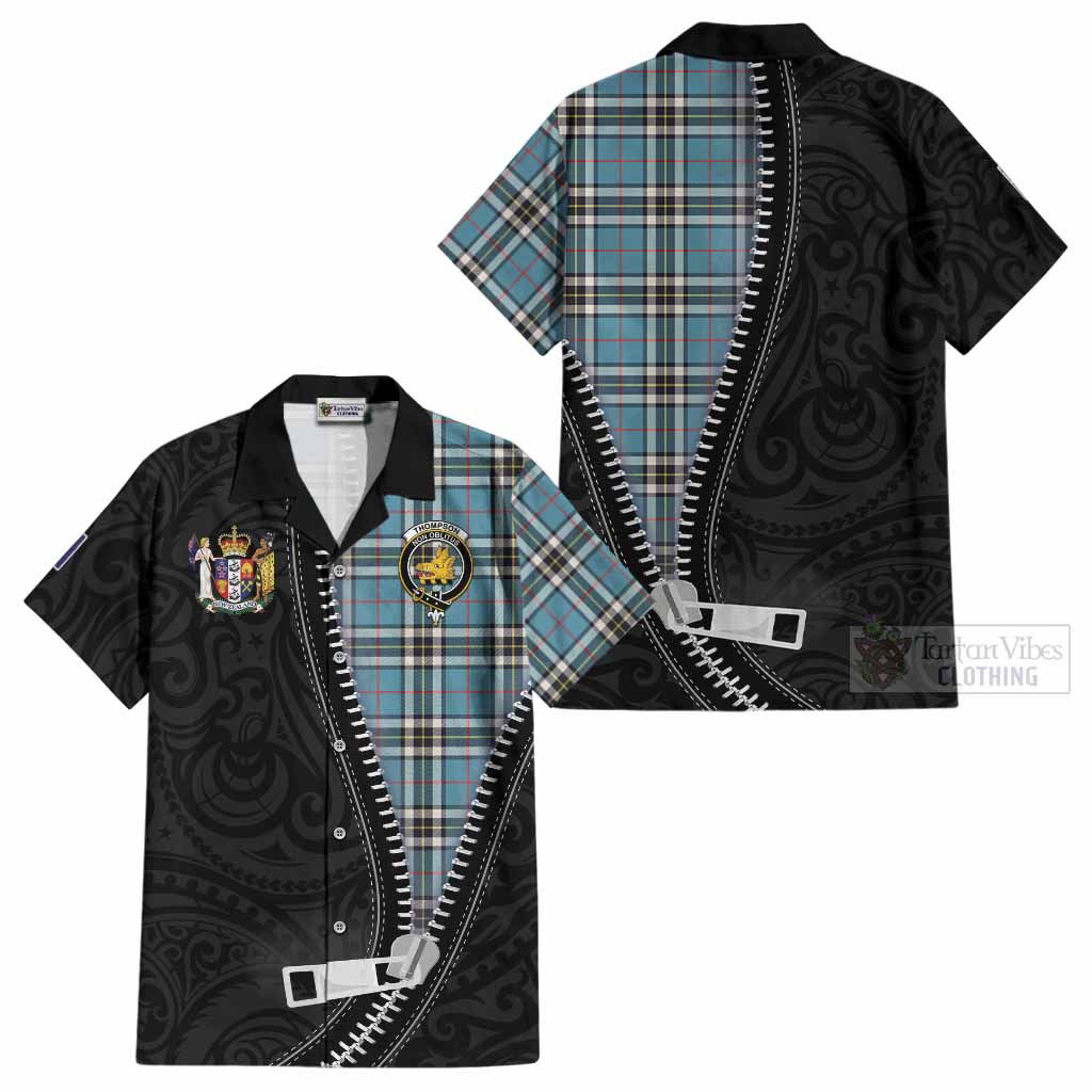 Thompson (Thomson) Tartan Cotton Hawaiian Shirt New Zealand Pattern Unique Zipper Stylized