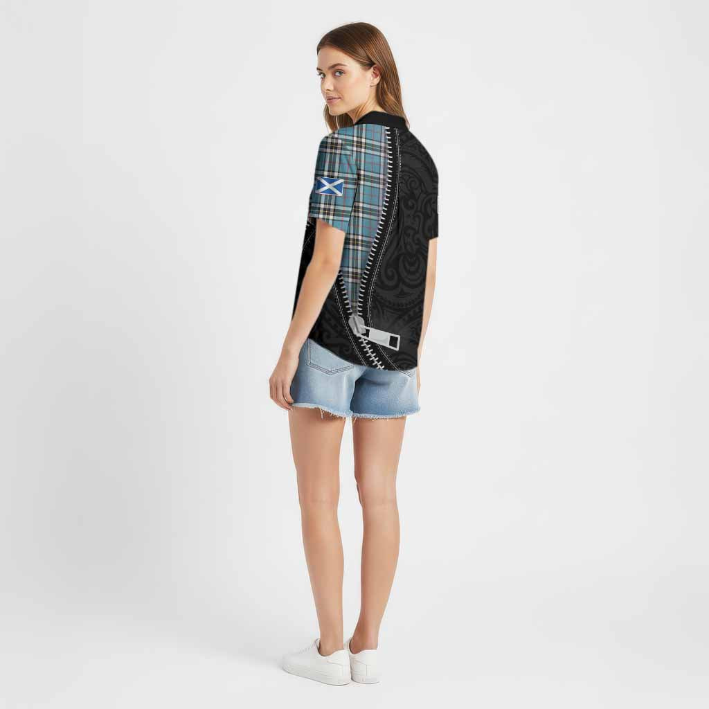 Thompson (Thomson) Tartan Cotton Hawaiian Shirt New Zealand Pattern Unique Zipper Stylized