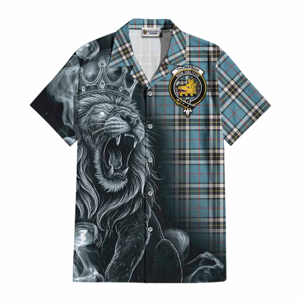 Thompson (Thomson) Tartan Cotton Hawaiian Shirt Roaring Lion Heritage