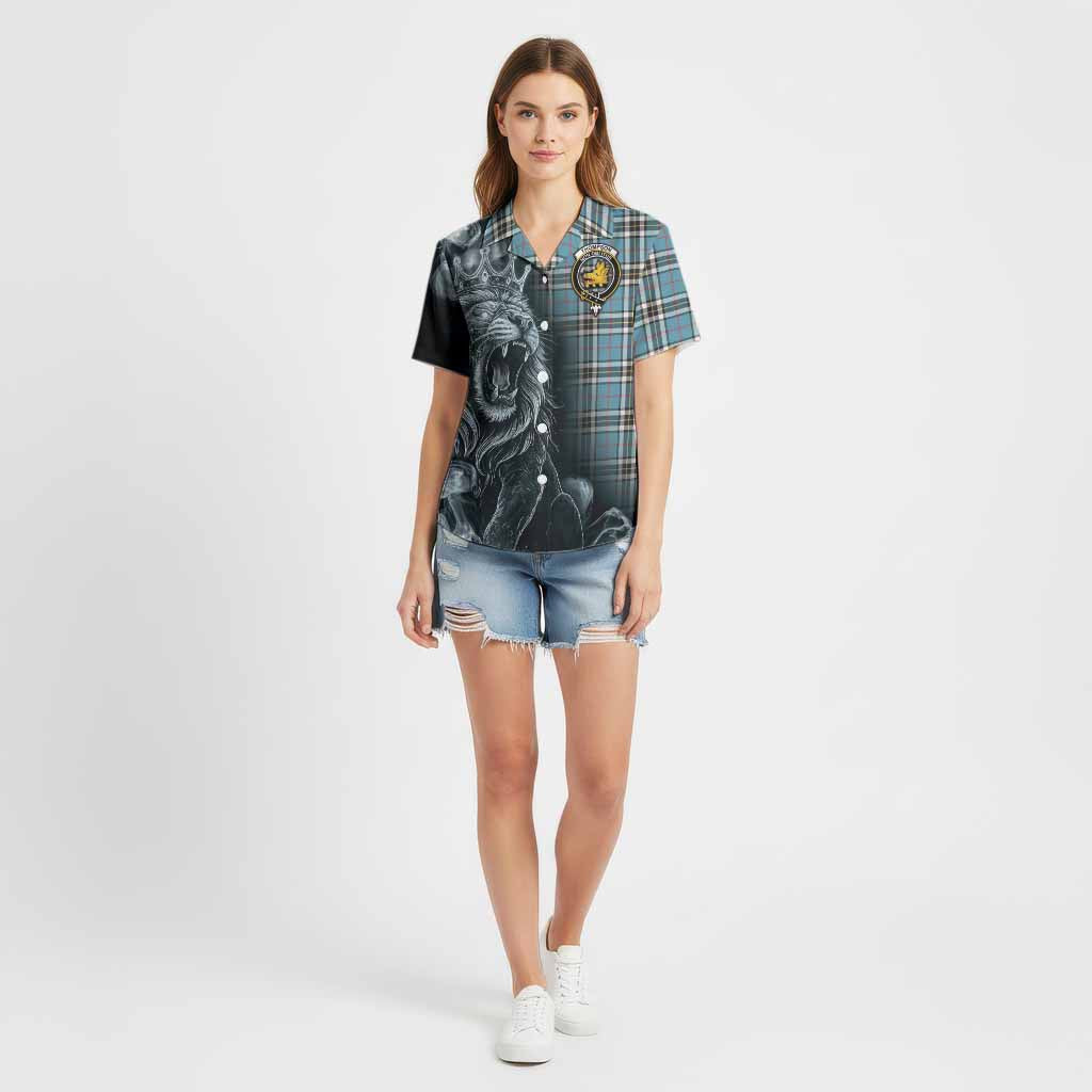 Thompson (Thomson) Tartan Cotton Hawaiian Shirt Roaring Lion Heritage
