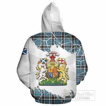 Thompson (Thomson) Tartan Cotton Hoodie with Family Crest and Lion Rampant Grunge Style
