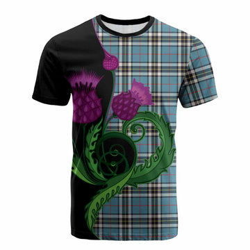 Thompson (Thomson) Tartan Cotton T-shirt Traditional Scottish Thistle