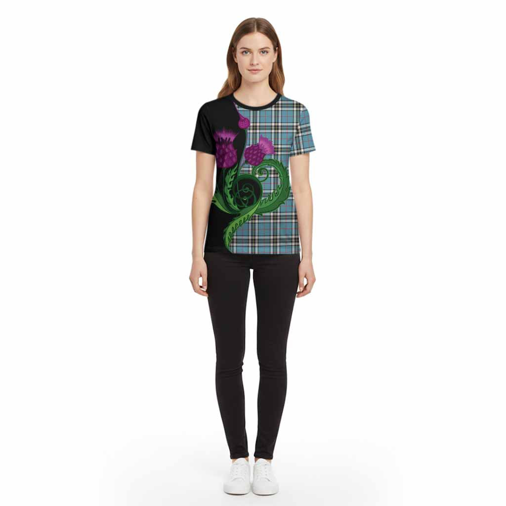 Thompson (Thomson) Tartan Cotton T-shirt Traditional Scottish Thistle