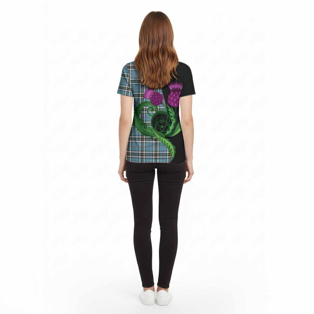 Thompson (Thomson) Tartan Cotton T-shirt Traditional Scottish Thistle