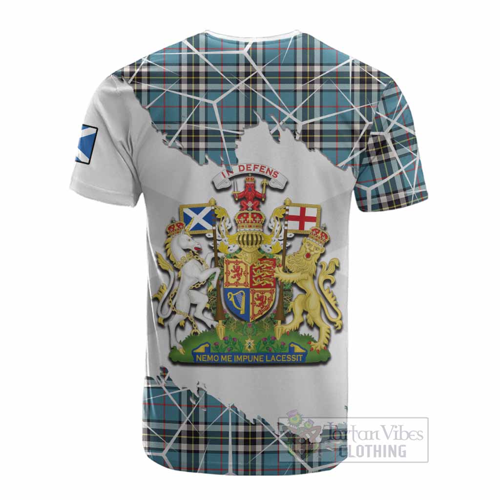 Thompson (Thomson) Tartan Cotton T-shirt with Family Crest and Lion Rampant Grunge Style