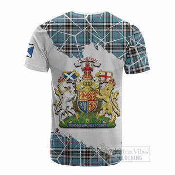 Thompson (Thomson) Tartan Cotton T-shirt with Family Crest and Lion Rampant Grunge Style