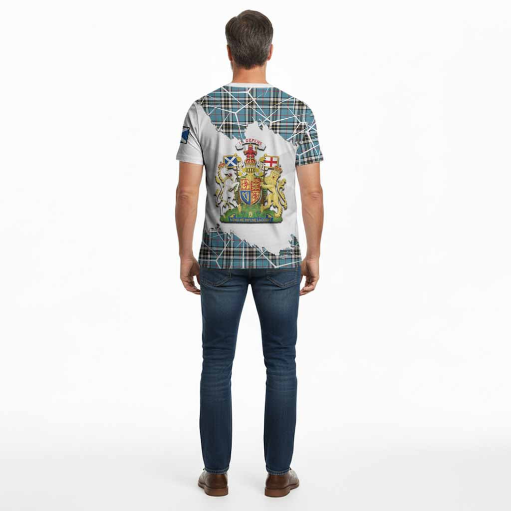 Thompson (Thomson) Tartan Cotton T-shirt with Family Crest and Lion Rampant Grunge Style