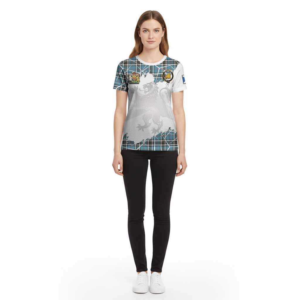 Thompson (Thomson) Tartan Cotton T-shirt with Family Crest and Lion Rampant Grunge Style