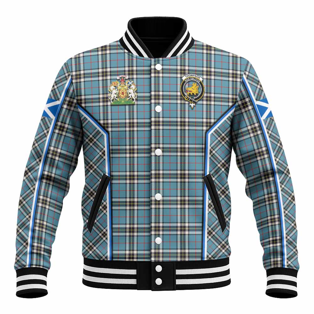 Thompson (Thomson) Tartan Crest Baseball Jacket Scotland Coat of Arm Flag Style - Tartan Vibes Clothing