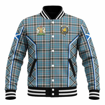 Thompson (Thomson) Tartan Crest Baseball Jacket Scotland Coat of Arm Flag Style - Tartan Vibes Clothing