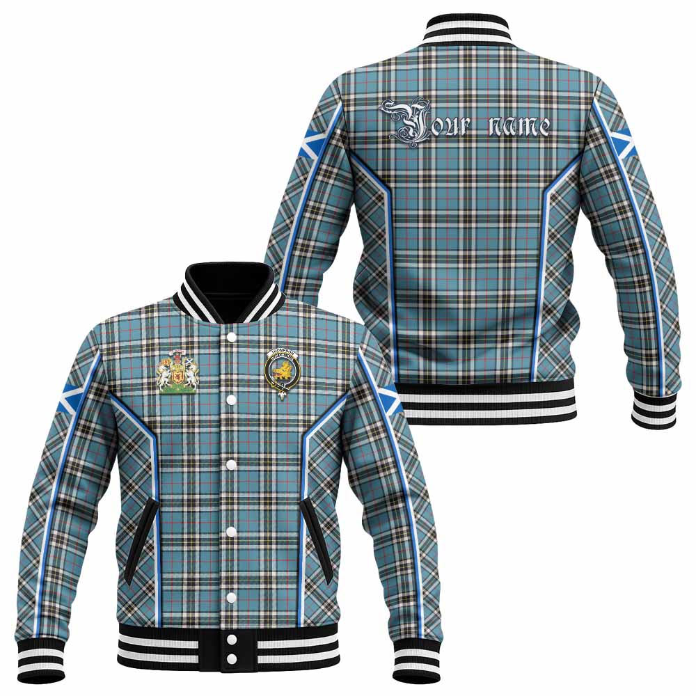 Thompson (Thomson) Tartan Crest Baseball Jacket Scotland Coat of Arm Flag Style - Tartan Vibes Clothing