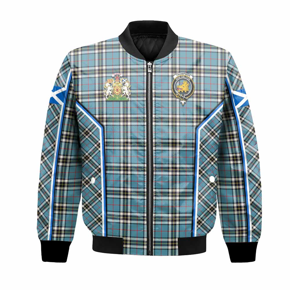 Thompson (Thomson) Tartan Crest Bomber Jacket Scotland Coat of Arm Flag Style - Tartan Vibes Clothing