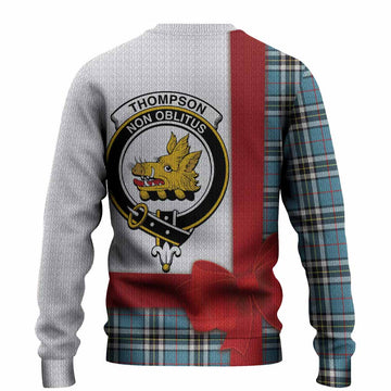 Thompson (Thomson) Tartan Crest Christmas Christmas Ugly Sweater Highland Cow Bagpipes Coquette Bow Style