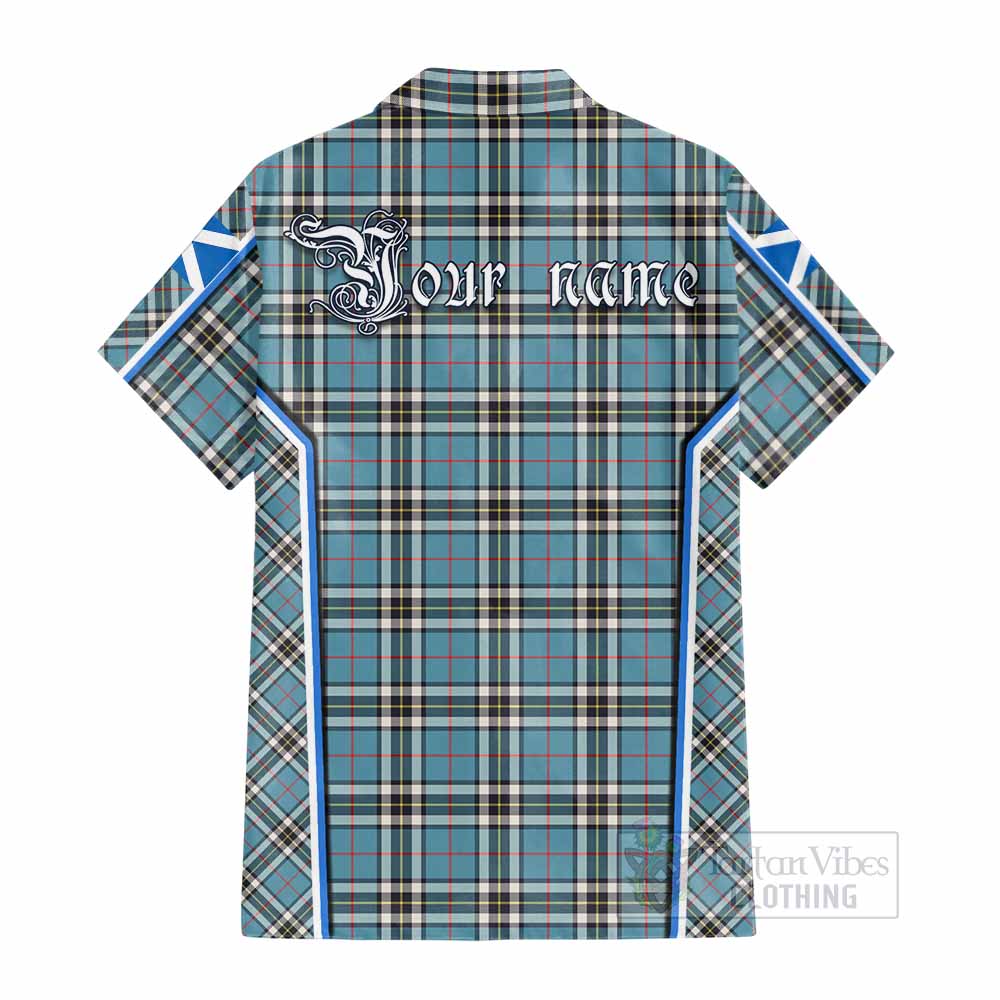 Thompson (Thomson) Tartan Crest Cotton Hawaiian Shirt Scotland Coat of Arm Flag Style - Tartan Vibes Clothing