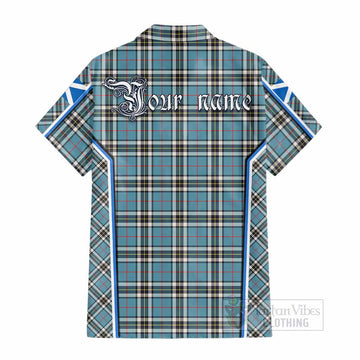 Thompson (Thomson) Tartan Crest Cotton Hawaiian Shirt Scotland Coat of Arm Flag Style - Tartan Vibes Clothing