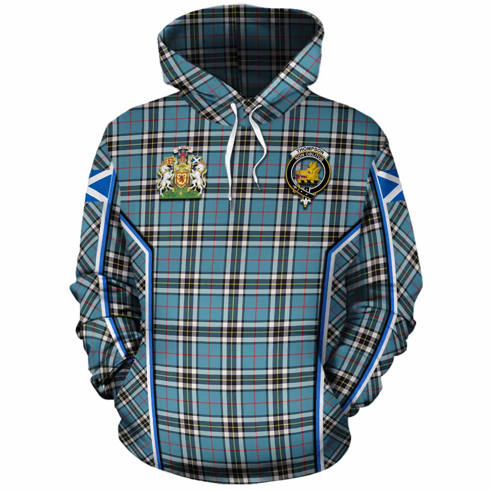 Thompson (Thomson) Tartan Crest Cotton Hoodie Scotland Coat of Arm Flag Style - Tartan Vibes Clothing