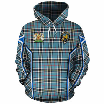 Thompson (Thomson) Tartan Crest Cotton Hoodie Scotland Coat of Arm Flag Style - Tartan Vibes Clothing