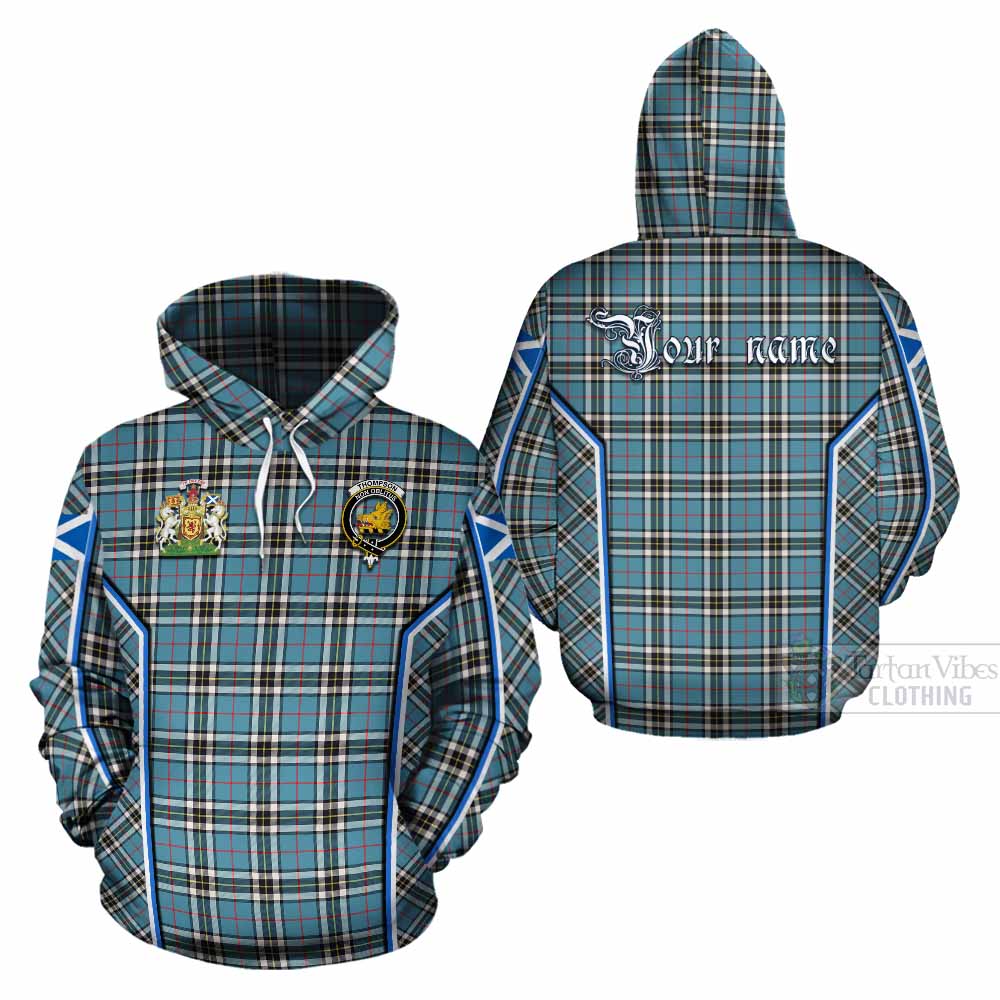 Thompson (Thomson) Tartan Crest Cotton Hoodie Scotland Coat of Arm Flag Style - Tartan Vibes Clothing