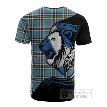 Thompson (Thomson) Tartan Crest Cotton T-shirt Scottish Golden Lions Wave Flow