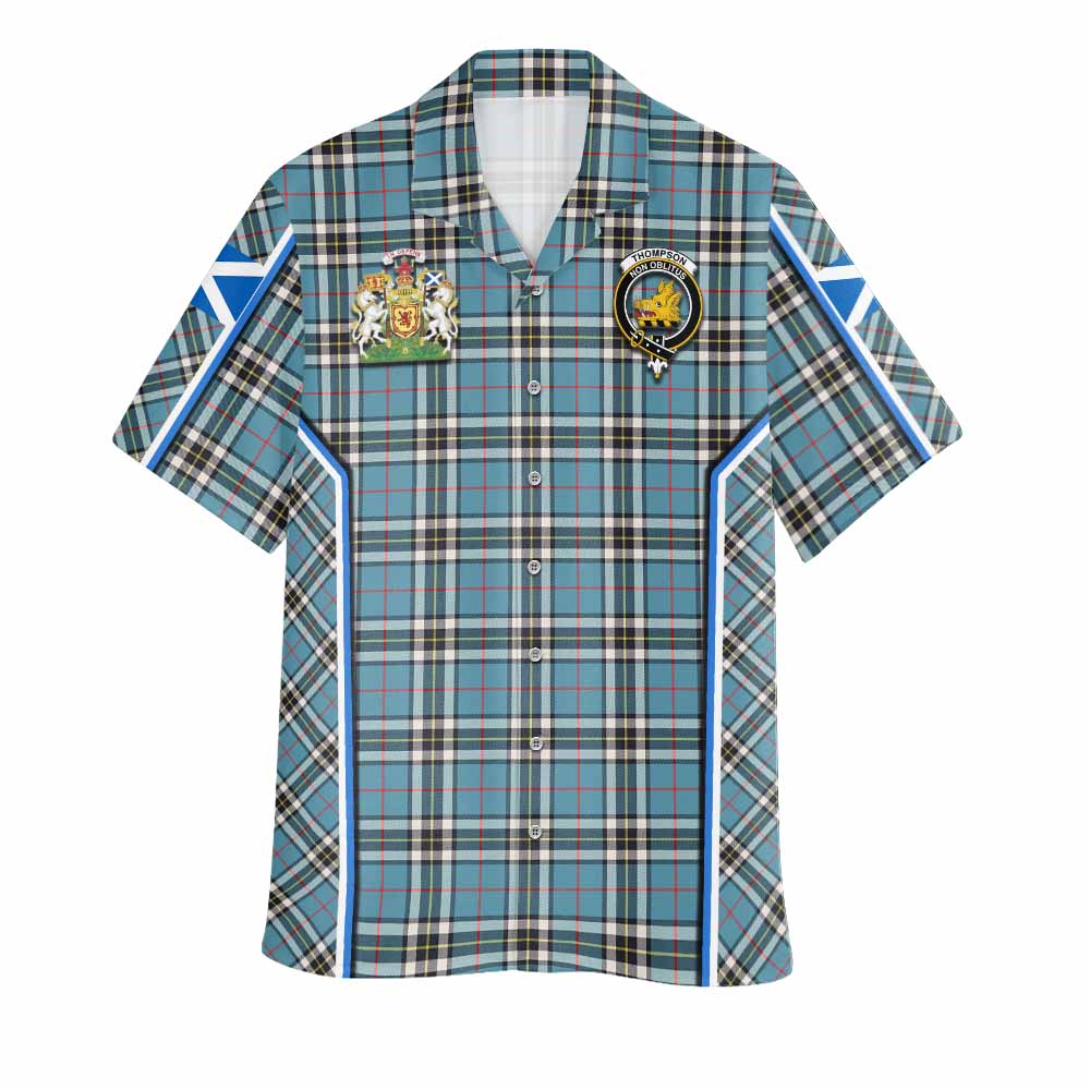 Thompson (Thomson) Tartan Crest Hawaiian Shirt Scotland Coat of Arm Flag Style - Tartan Vibes Clothing