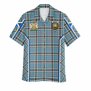 Thompson (Thomson) Tartan Crest Hawaiian Shirt Scotland Coat of Arm Flag Style - Tartan Vibes Clothing