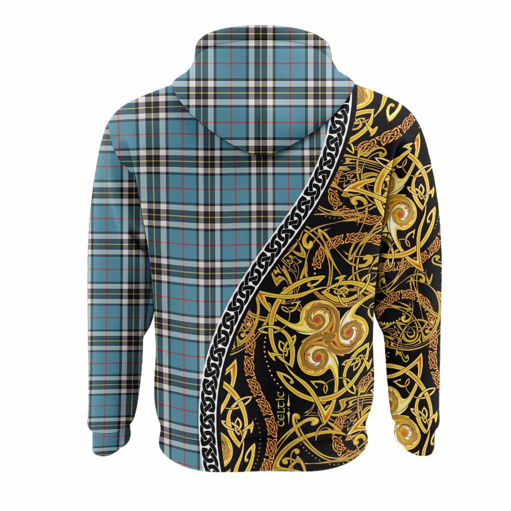 Thompson (Thomson) Tartan Crest Hoodie Celtic Knot and Triple Trickle Spiral Symbols