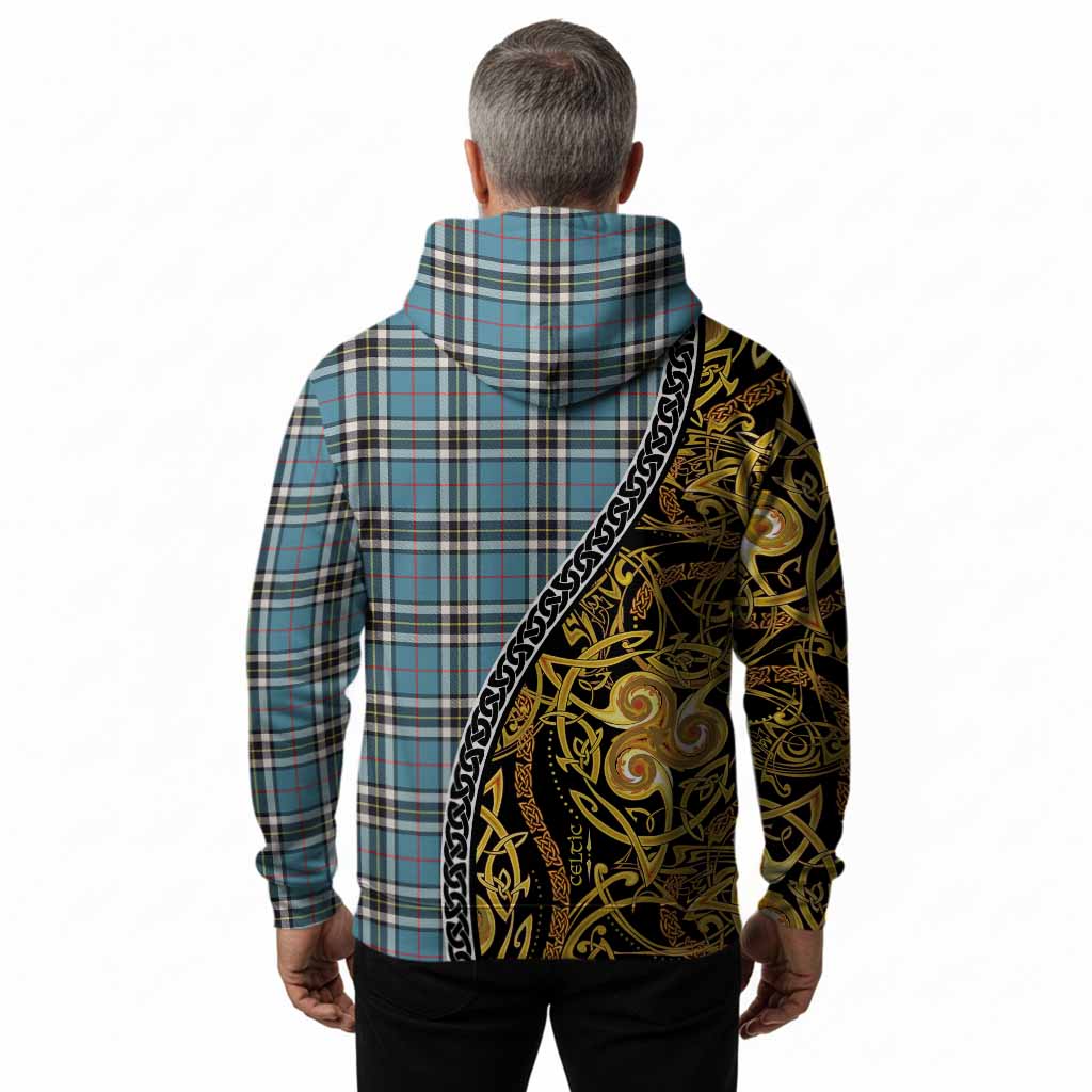 Thompson (Thomson) Tartan Crest Hoodie Celtic Knot and Triple Trickle Spiral Symbols