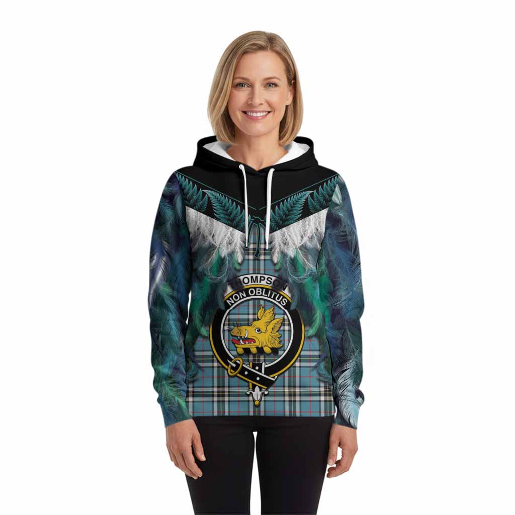 Thompson (Thomson) Tartan Crest Hoodie New Zealand Maori Korowai Cloak