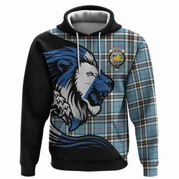 Thompson (Thomson) Tartan Crest Hoodie Scottish Golden Lions Wave Flow