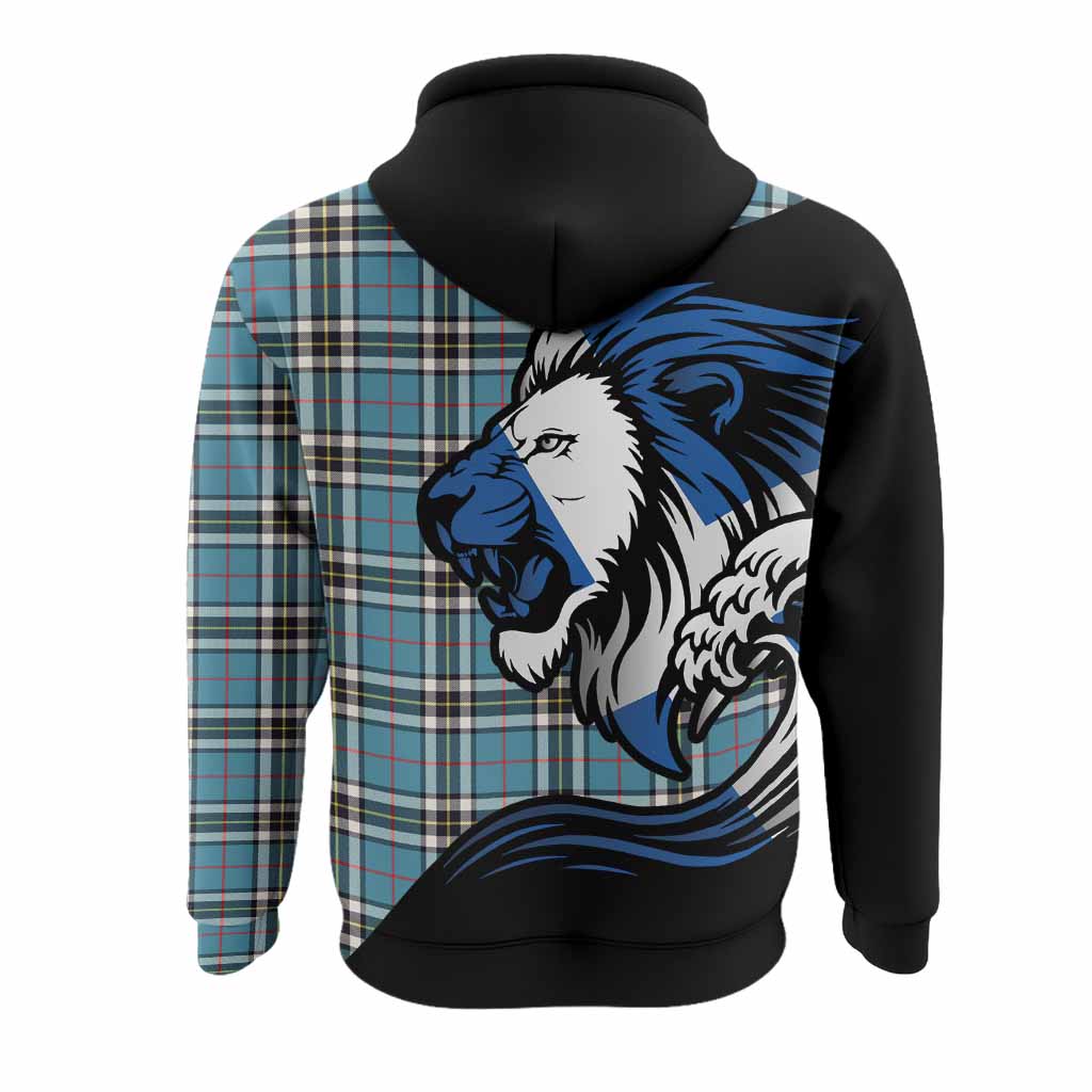 Thompson (Thomson) Tartan Crest Hoodie Scottish Golden Lions Wave Flow