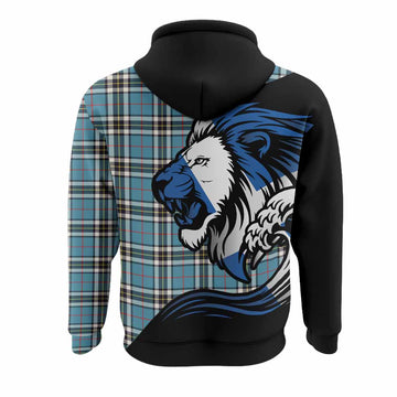 Thompson (Thomson) Tartan Crest Hoodie Scottish Golden Lions Wave Flow