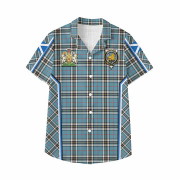 Thompson (Thomson) Tartan Crest Kid Hawaiian Shirt Scotland Coat of Arm Flag Style - Tartan Vibes Clothing