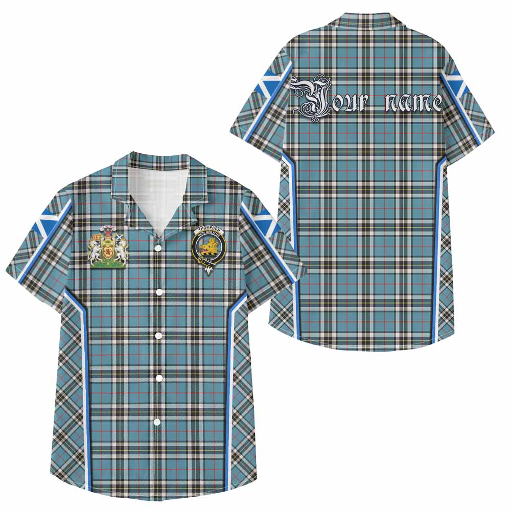 Thompson (Thomson) Tartan Crest Kid Hawaiian Shirt Scotland Coat of Arm Flag Style - Tartan Vibes Clothing