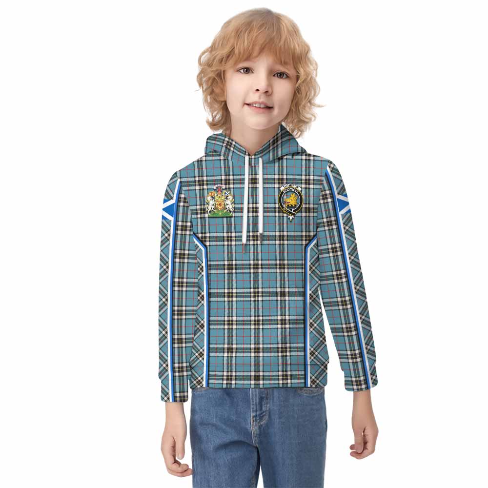 Thompson (Thomson) Tartan Crest Kid Hoodie Scotland Coat of Arm Flag Style - Tartan Vibes Clothing