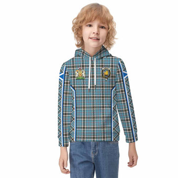 Thompson (Thomson) Tartan Crest Kid Hoodie Scotland Coat of Arm Flag Style - Tartan Vibes Clothing