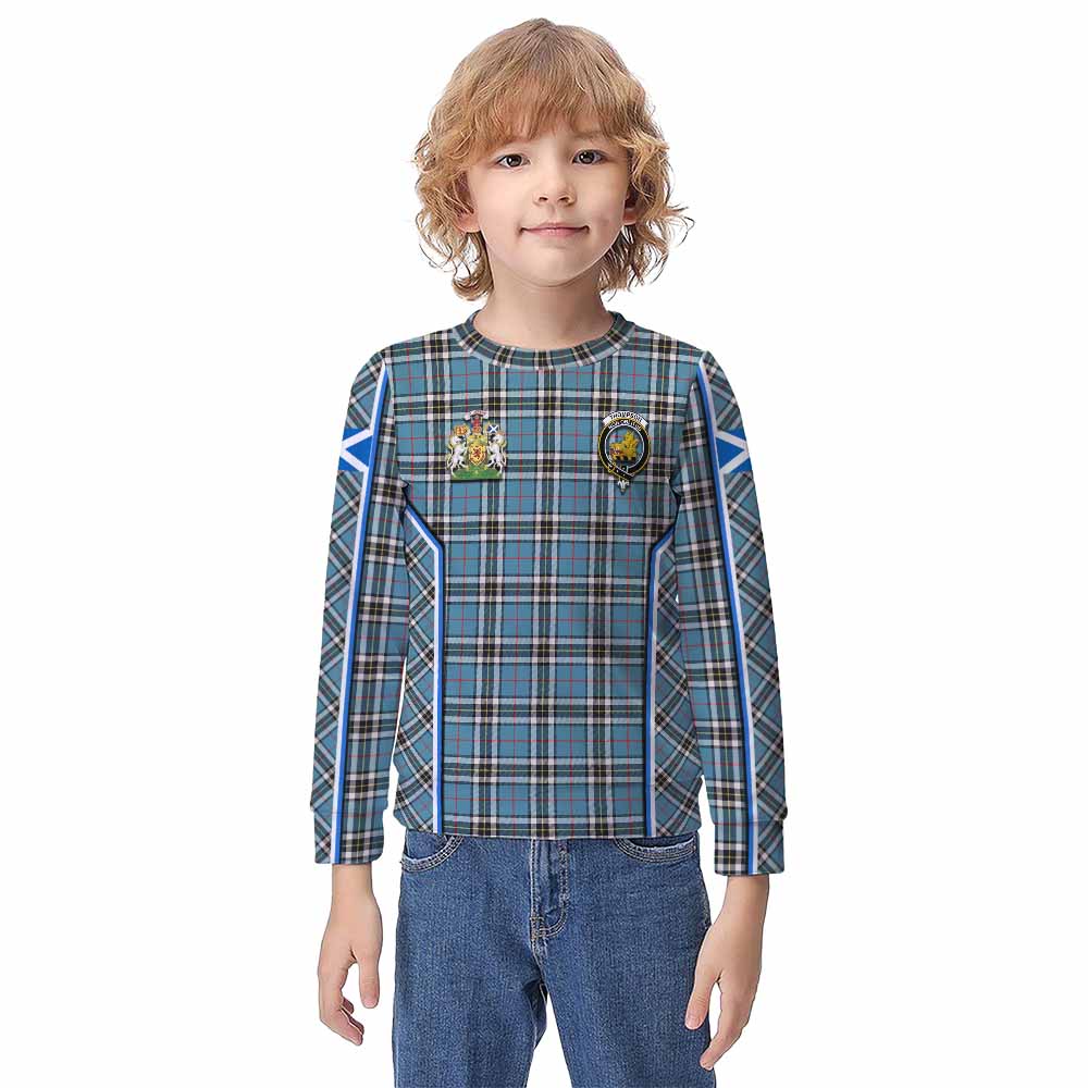 Thompson (Thomson) Tartan Crest Kid Knitted Sweatshirt Scotland Coat of Arm Flag Style - Tartan Vibes Clothing