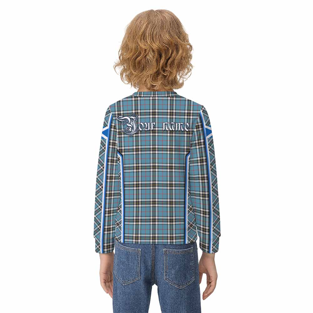 Thompson (Thomson) Tartan Crest Kid Knitted Sweatshirt Scotland Coat of Arm Flag Style - Tartan Vibes Clothing