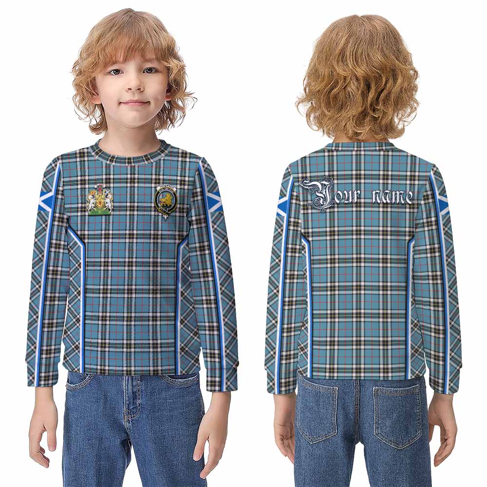 Thompson (Thomson) Tartan Crest Kid Knitted Sweatshirt Scotland Coat of Arm Flag Style - Tartan Vibes Clothing