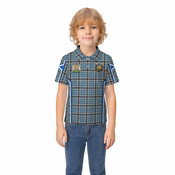 Thompson (Thomson) Tartan Crest Kid Polo Shirt Scotland Coat of Arm Flag Style - Tartan Vibes Clothing
