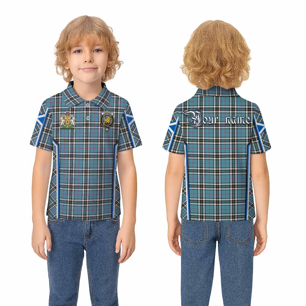 Thompson (Thomson) Tartan Crest Kid Polo Shirt Scotland Coat of Arm Flag Style - Tartan Vibes Clothing