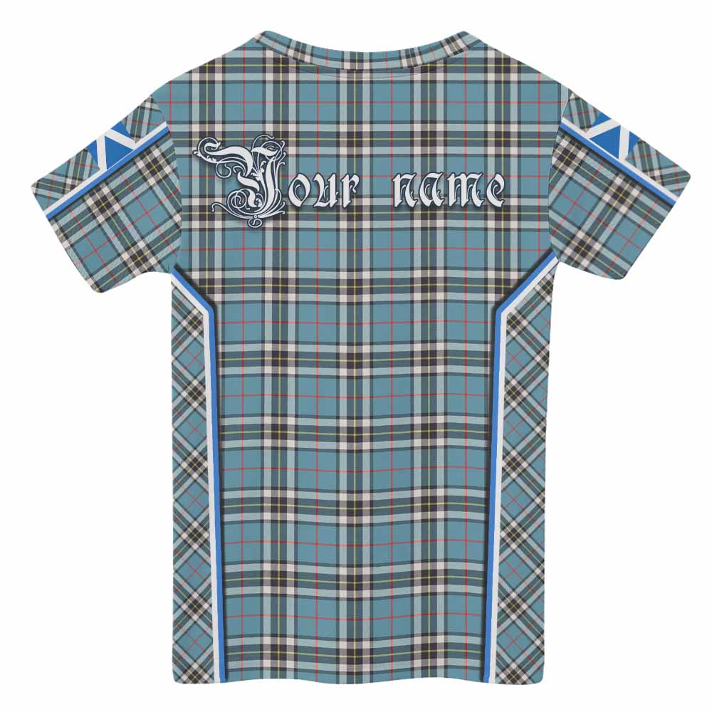 Thompson (Thomson) Tartan Crest Kid T-shirt Scotland Coat of Arm Flag Style - Tartan Vibes Clothing