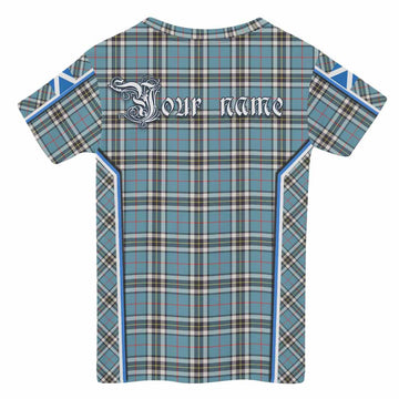 Thompson (Thomson) Tartan Crest Kid T-shirt Scotland Coat of Arm Flag Style - Tartan Vibes Clothing