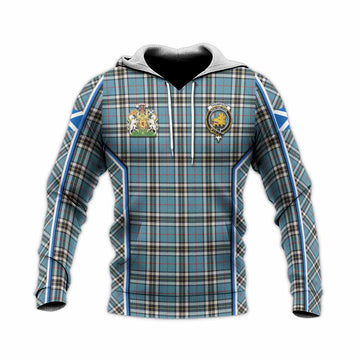 Thompson (Thomson) Tartan Crest Knitted Hoodie Scotland Coat of Arm Flag Style - Tartan Vibes Clothing