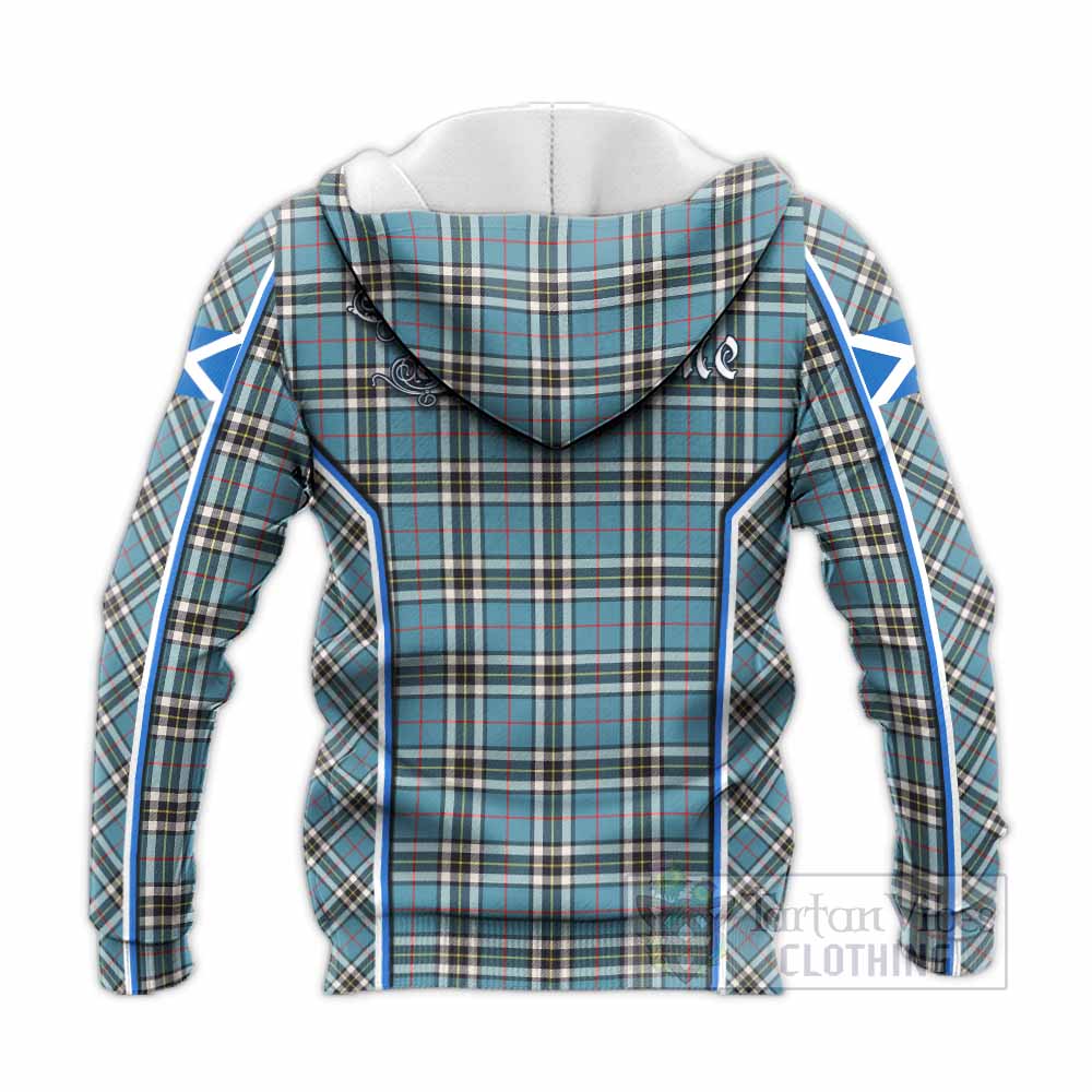 Thompson (Thomson) Tartan Crest Knitted Hoodie Scotland Coat of Arm Flag Style - Tartan Vibes Clothing