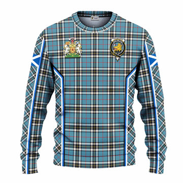 Thompson (Thomson) Tartan Crest Knitted Sweater Scotland Coat of Arm Flag Style - Tartan Vibes Clothing