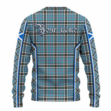 Thompson (Thomson) Tartan Crest Knitted Sweater Scotland Coat of Arm Flag Style - Tartan Vibes Clothing