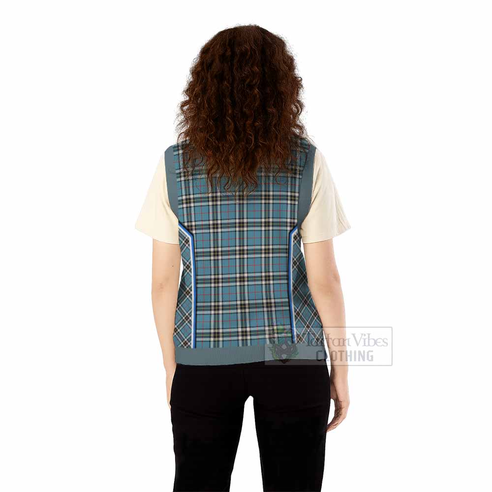 Thompson (Thomson) Tartan Crest Knitted V-Neck Vest Scotland Coat of Arm Flag Style - Tartan Vibes Clothing