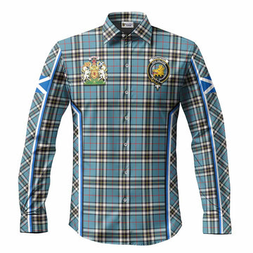 Thompson (Thomson) Tartan Crest Long Sleeve Button Shirts Scotland Coat of Arm Flag Style - Tartan Vibes Clothing